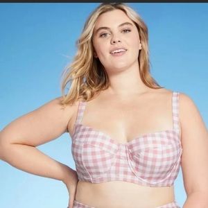 Kona Sol Women's Plus Size Underwire Plaid Swim Top - Size 26W